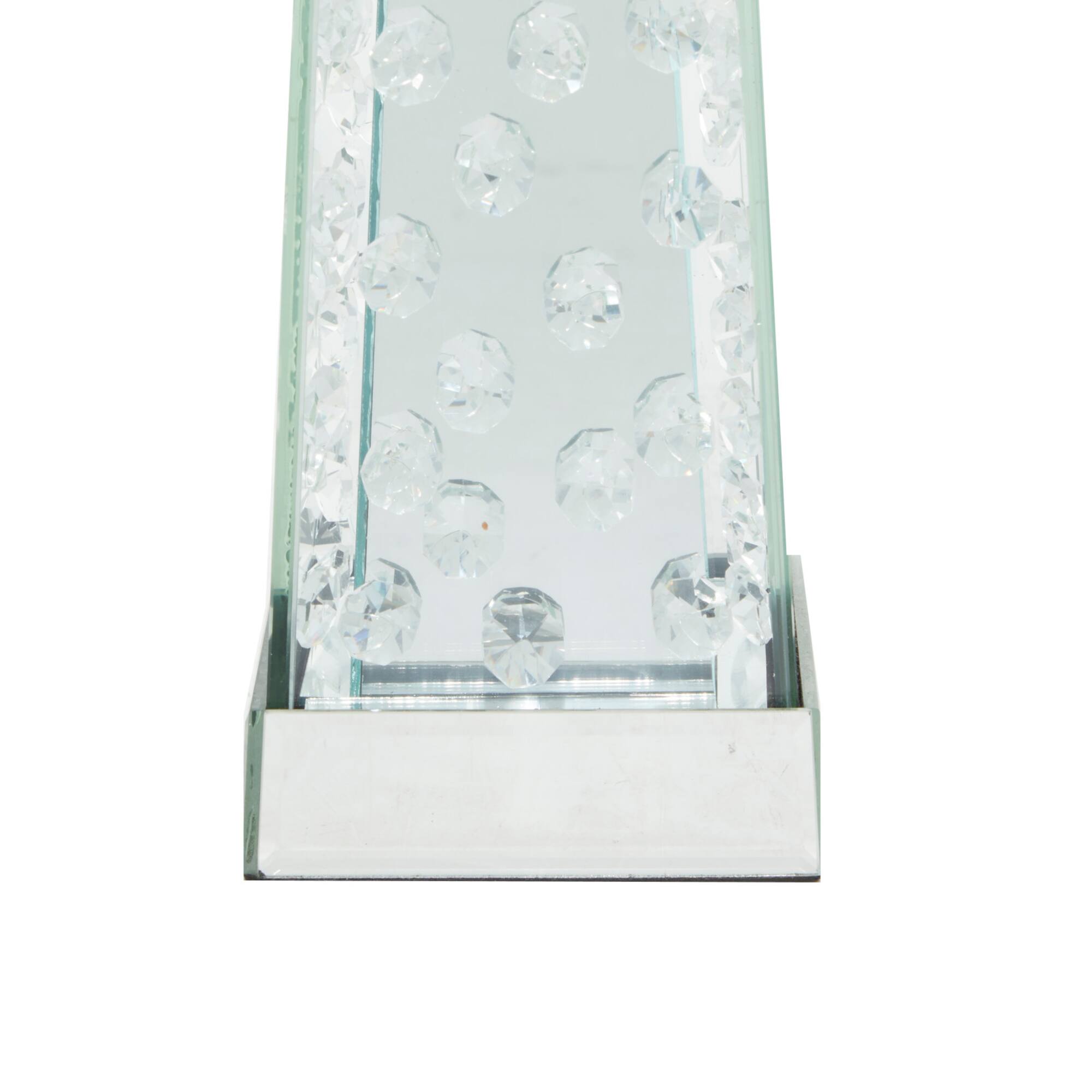 14'' Silver Glass Glam Candlestick Holder